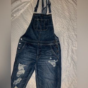 Size large, distressed, American Eagle overalls, lightly used